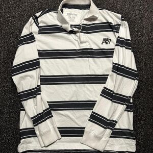 Aeropostale Rugby Shirt Men’s XXL White Black Cotton Striped A87 Y2K Polo